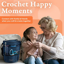 Load image into Gallery viewer, BeCraftee Crochet Bag - Large Craft Organizer to Store Crocheting & Knitting Supplies - Portable Yarn Storage with 7 Pockets for Tools, Shoulder Strap and Handle - Blue