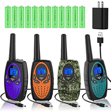 Load image into Gallery viewer, Topsung Walkie Talkies for Adults,Rechargeable Walkie Talkie with 12 X 1000Mah Batteries and Charger,Portable Two Way Radio Up to 3 Miles for Camping Fishing and Hunting (Purple Camo Orange Blue)