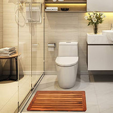 Load image into Gallery viewer, Utoplike Teak Wood Bath Mat, Shower Mat Non Slip for Bathroom, Wooden Floor Mat Square Large for Spa Home or Outdoor (24"x18")