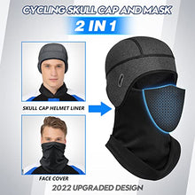 Load image into Gallery viewer, Lauzq Helmet Liner Beanie with Mask,Cycling Fleece Winter Hat Skull Cap Thermal Headwear Ear Warmer,Gray-A