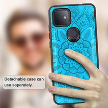Load image into Gallery viewer, Harryshell Detachable Magnetic 12 Card Slots Wallet Case PU Leather Flip Protective Cover Wrist Strap for T-Mobile Revvl 4 Plus Revvl 4+ (Not fit REVVL 4 / REVVL 5G) (Flower Blue)