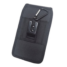 Load image into Gallery viewer, Samsung Galaxy J3 , Galaxy Amp Prime , Galaxy J3 Eclipse , Amp Prime 2/Express Prime 2/Sol 2/J3 2017/J3 Mission , Rugged Pouch Case Holster Black Nylon Canvas Flap with Steel Metal Belt Clip