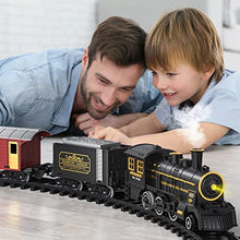 Load image into Gallery viewer, Train Set for Boys 4-7 w/ Smoke, Sounds & Light, Electric Classical Steam Engine Locomotive for Toddlers 2-4, Rechargeable Model Trains Kit Toys w/ Passenger Carriage for Kids Age 3-4