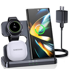 Load image into Gallery viewer, ZUBARR Wireless Charging Station for Samsung 3 in 1 Wireless Charger for Galaxy Z Flip 4/3 Z Fold 4 S22 S21 S20 Note20 Compatible with Samsung Watch Charger for Galaxy Watch 5/4/3, Galaxy Buds, Black