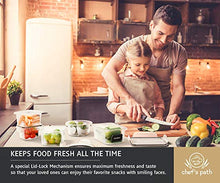 Load image into Gallery viewer, Food Storage Containers Set - Airtight Plastic Containers with Easy Snap Lids (16 Pack) - Leak Proof Kitchen & Pantry Organization - BPA-Free - 16 Chalkboard Labels & Marker - Chef’s Path