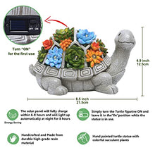 Load image into Gallery viewer, Nacome Solar Garden Statue Turtle Figurine with Succulent and 7 LED Lights - Outdoor Lawn Decor Garden Tortoise Statue for Patio, Balcony, Yard, Lawn Ornament - Unique Housewarming(Turtle)