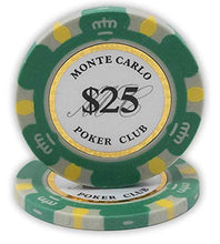 Load image into Gallery viewer, DA VINCI 14 Gram Clay Monte Carlo Poker Club Premium Quality Poker Chips Pack of 50 Green Chips