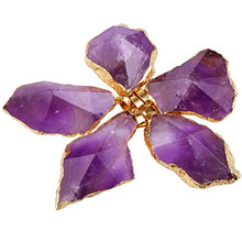 Load image into Gallery viewer, TUMBEELLUWA Natural Crystal Pendant Necklace Stone Faceted Gemstone Gold Plated Healing Irregular Handmade Jewelry for Women,Amethyst