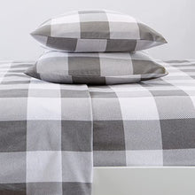 Load image into Gallery viewer, Great Bay Home - 100% Turkish Cotton Full Flannel Sheet Set. Heavyweight, Warm, Winter Double Brushed Bed Sheets. Pre-Shrunk & Anti-Pill - Buffalo Check - Soft Taupe / Pale Grey
