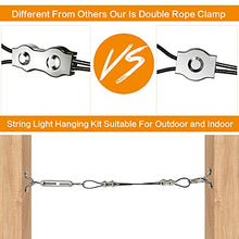 Load image into Gallery viewer, String Light Hanging Kit with 170ft Coated 304 Stainless Steel Wire Rope, Outdoor Lights Guide Wire, Turnbuckle Hooks, Light Hanging Kit, Globe String Lights Suspension Kit for Patio, Garden