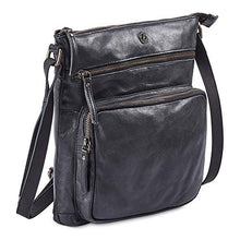 Load image into Gallery viewer, COCHOA Women's Crossbody Real Leather Triple Zip Bag, Purse, Travel Bag (Black)