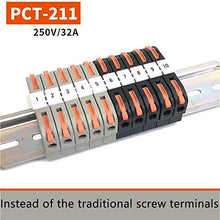 Load image into Gallery viewer, UOHGDPY DIN Rail Terminal Blocks,Universal Compact Wire Wiring Connector (40 pcs connectors+4 pcs Article in parallel+4 pcs Digital identification+40 pcs screw)