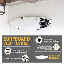 Load image into Gallery viewer, Ho Stevie! Surfboard Wall Mount - Minimalist Wall Racks for Shortboards and Longboards (Screws Included) (Black)