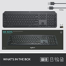 Load image into Gallery viewer, Logitech MX Keys Advanced Wireless Illuminated Keyboard, Tactile Responsive Typing, Backlighting, Bluetooth, USB-C, Apple macOS, Microsoft Windows, Linux, iOS, Android, Metal Build - Graphite