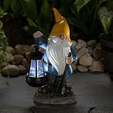 Load image into Gallery viewer, VP Home Earnest Garden Gnome with Lantern Solar Powered LED Outdoor Decor Light (Yellow Hat)