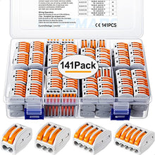 Load image into Gallery viewer, GKEEMARS 141Pcs Lever Wire Nut Connectors, Compact Splicing Conductor Connector for Solid Stranded Flexible Wires 28-12 AWG (Orange)