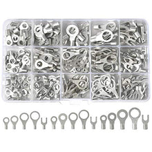 Load image into Gallery viewer, RockDIG 260PCS AWG 22-16 16-14 12-10 Copper Ring Fork Terminals Tin Plated Non-Insulated Electric Wire Connectors