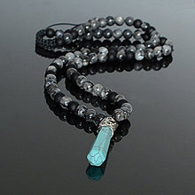 Load image into Gallery viewer, Native American Inspired Yoga Long Shambhala Beaded Necklace for Men – Blue Howlite Black Onyx Labradorite