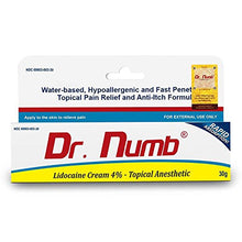 Load image into Gallery viewer, Dr. Numb 4% Lidocaine Topical Anesthetic Numbing Cream for Pain Relief, Maximum Strength with Vitamin E for Real Time Relieves of Local Discomfort, Itching, Pain, Soreness or Burning - 30g