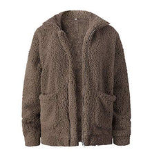 Load image into Gallery viewer, PRETTYGARDEN Women's Fashion Long Sleeve Lapel Zip Up Faux Shearling Shaggy Oversized Coat Jacket With Pockets Warm Winter (Coffee, Small)