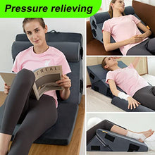 Load image into Gallery viewer, Turnextte 4Pcs Orthopedic Bed Wedge Pillow for Sleeping, Back Support Pillow, Post Surgery Pillow with Memory Foam for Acid Reflux, Leg, Shoulders, GERD, Heartburn, Anti Snoring Pillow, Dark Grey