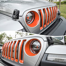 Load image into Gallery viewer, Bonbo Mesh Grille Grill Insert & Headlight Turn Light Cover Trim Exterior Accessories for Jeep Wrangler JL Sport/Sports 2018 2019 2020 2021 2022 (Orange)