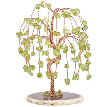 Load image into Gallery viewer, SUNYIK Handmade Peridot Money Tree Set on Natural Agate Slice Base, Tree of Life Healing Crystals Chip Stone Bonsai Decoration Ornaments for Wealth and Lucky