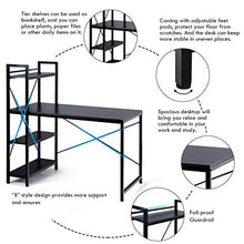 Load image into Gallery viewer, Tangkula Tower Computer Desk with 4 Tier Shelves, Study Writing Table with Storage Bookshelves, Modern Compact Home Office Workstation, 47.5" Tower PC with Steel Frame & Adjustabe Feet Pad