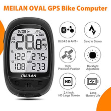 Load image into Gallery viewer, MEILAN Oval GPS Bike Computer Wireless, Bluetooth ANT+ Bicycle Odometer and Speedometer Waterproof Rechargeable Cycling Computer with 2.4 Inch LCD Backlight Display Fits All Bikes Outdoor Cycling