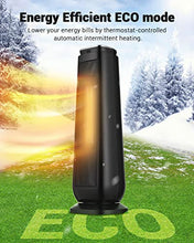Load image into Gallery viewer, Aikoper Space Heater, 1500W Ceramic Tower Heater, Portable Electric Oscillating Heater with Adjustable Thermostat, ECO Mode, Remote Control, 8-Hrs Timer, Overheat & Tip-over Protection for Indoor Use