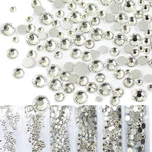 Load image into Gallery viewer, 4574pcs Nail Art Rhinestones Clear Nail Crystal Flat Back Circular Glass Studs Stones for 3D Nails Art Decorations Manicure Tools(1.3mm - 4.8mm) (Crystal Clear)