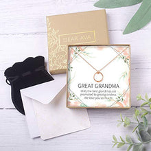 Load image into Gallery viewer, Dear Ava Great Grandmother Gift Necklace: Great Grandma to Be, Generations, Gift Idea, 2 Linked Circles (Rose-Gold-Plated-Brass, NA)