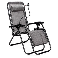 Load image into Gallery viewer, Set of 2 Zero Gravity Outdoor Lounge Chairs w/Cup Holder with Mobile Device Slot Adjustable Folding Patio Reclining Chairs W/Snack Tray + Phone Holder