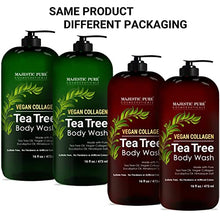 Load image into Gallery viewer, MAJESTIC PURE Tea Tree Body Wash with Collagen - Helps Nail Fungus, Athletes Foot, Ringworms, Jock Itch, Acne, Eczema & Body Odor - Soothes Itching - (Packaging May Vary), Set of 2, 16 fl oz