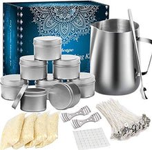 Load image into Gallery viewer, Howemon DIY Candle Making Kit Supplies, Arts & Craft Tools Including Pouring Pot, 100 Cotton Wicks, Candle Wicks Holder, Beeswax, Spoon & Candles tins