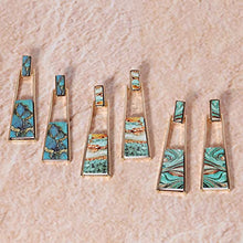 Load image into Gallery viewer, BONALUNA Bohemian Wood And Marble Effect Oblong Shaped Drop Statement Earrings