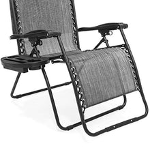 Load image into Gallery viewer, Best Choice Products Oversized Steel Mesh Zero Gravity Reclining Lounge Patio Chair w/Folding Canopy Shade and Cup Holder, Gray