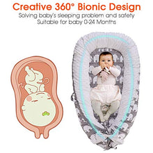 Load image into Gallery viewer, Detachable Baby Nest with Mattresses, Portable Newborn Lounger for Baby 0-24 Months, Soft, Machine Washable, Lightweight (Grey/Elephant)