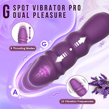 Load image into Gallery viewer, Thrusting G Spot Dildo Vibrator - Clitoral Vibrator with 10 Vibrating 9 Thrusting Modes Dildo Sex Rose Toy for Clitoris G Spot Nipple Anal Stimulation Adult Sensory Toys for Women Male Couple Pleasure