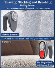 Load image into Gallery viewer, POPCHOSE Fabric Shaver, Rechargeable Lint Remover with 6-Blades and Electrostatic Brush, Effectively and Quickly Remove Fuzz for Clothes, Sweater, Couch, Blanket, Curtain, Wool, Cashmere