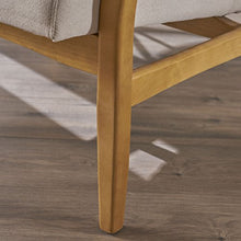 Load image into Gallery viewer, Christopher Knight Home Isaac Mid Century Modern Fabric Arm Chair, Ivory, Walnut