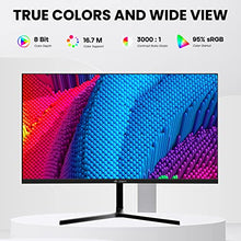 Load image into Gallery viewer, CRUA 22 Inch Computer Monitor, Full HD(1920x1080P) 75HZ VA Desktop Display, 3 Sides Zero Frame 178° Wide View Angle PC Monitor with Eye-Care Technology, Support VESA, VGA&HDMI Port-Black