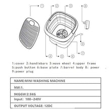 Load image into Gallery viewer, ETE ETMATE Portable Washing Machine Mini Foldable Washer, Ultrasonic Cleaning Machine, Automatic Underwear Convenient Laundry for Camping Apartments Dorms RV Business Trip (Blue)