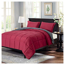 Load image into Gallery viewer, Homelike Moment Lightweight Comforter Set King Burgundy Red All Season Down Alternative Comforter Set Summer Duvet Insert 3 Piece - 1 Comforter with 2 Shams Reversible King Size Burgundy/Dark Grey