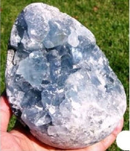 Load image into Gallery viewer, Crystal AgateLarge Celestite Crystal Egg Rare Natural Ice Sky Blue Celestine Geode Sparkling Cluster Druzy Reiki Madagascar Specimen Metaphysical Healing Mineral Quartz Stone