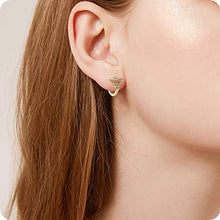 Load image into Gallery viewer, Richapex 18k Gold Plated Insect Earrings Cute Bumble Bee Cubic Zirconia Hoop Cuff Earrings Stud Hypoallergenic