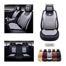 Load image into Gallery viewer, OASIS AUTO Leather&Fabric Car Seat Covers, Faux Leatherette Automotive Vehicle Cushion Cover for Cars SUV Pick-up Truck Universal Fit Set Auto Interior Accessories (OS-008 Full Set, Gray)