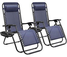 Load image into Gallery viewer, Homall Zero Gravity Chair Patio Folding Lawn Lounge Chairs Outdoor Lounge Gravity Chair Camp Reclining Lounge Chair with Cup Holder Pillows for Poolside Backyard and Beach Set of 2 (Blue)