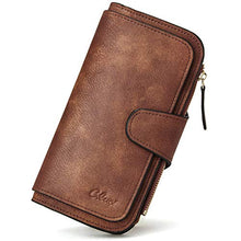 Load image into Gallery viewer, CLUCI Women Wallet Leather RFID Blocking Designer Trifold Card Holder Ladies Clutch with ID Window Brown