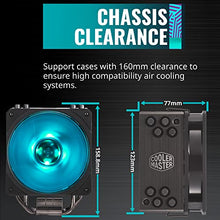 Load image into Gallery viewer, Cooler Master Hyper 212 Black Edition RGB CPU Air Cooler, SF120R RGB Fan, Anodized Gun-Metal Black, Brushed Nickel Fins, 4 Copper Direct Contact Heat Pipes for AMD Ryzen/Intel LGA1151